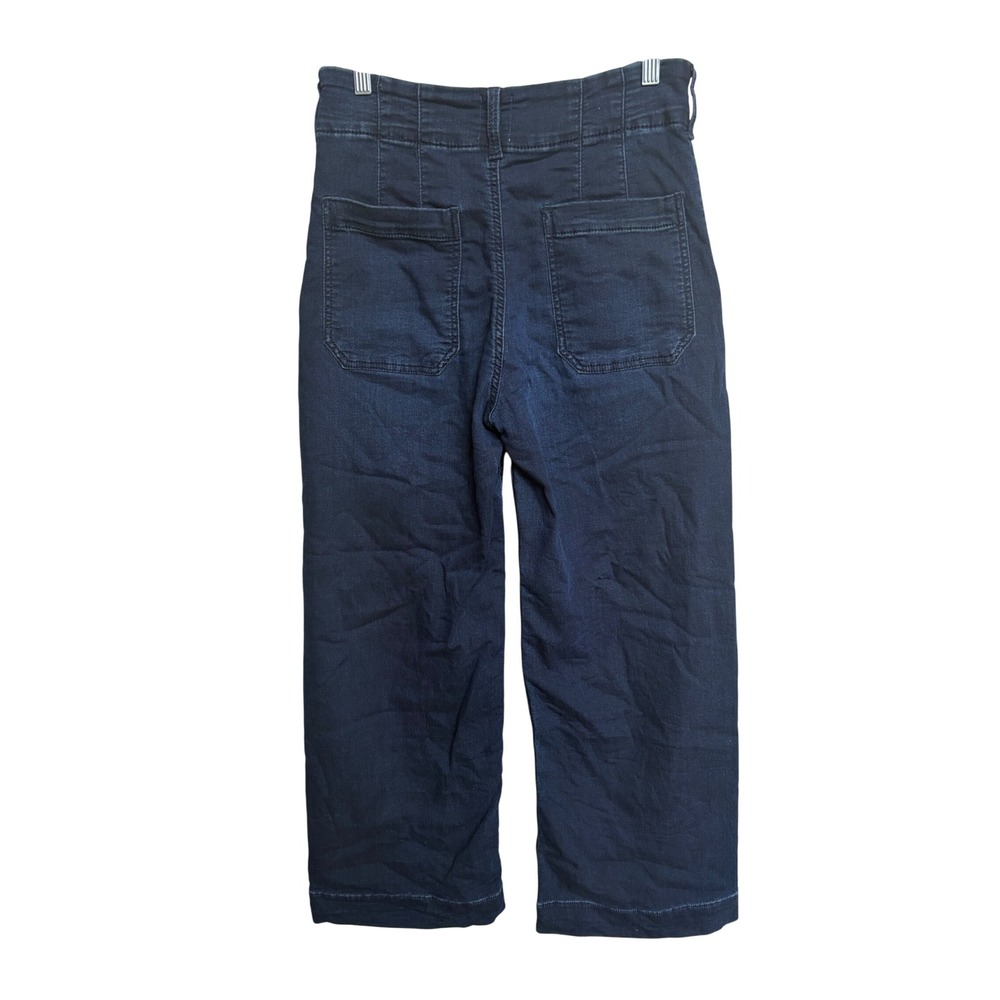 Maeve Anthropologie The Colette Cropped Wide-Leg Jeans Navy Blue 27 High Rise - Picture 3 of 10